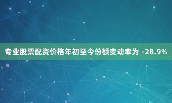 专业股票配资价格年初至今份额变动率为 -28.9%